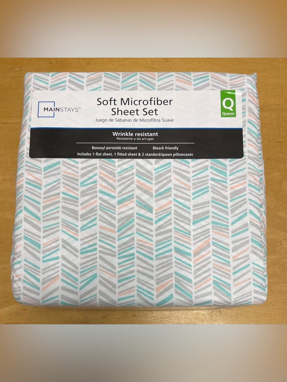 Mainstays Soft Microfiber Queen Sheet Set Modern Chevron Wrinkle Resistant